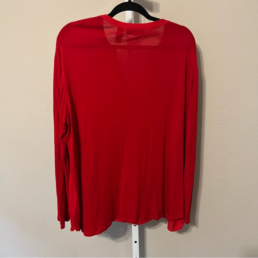 INC International Concepts Vibrant Red Long Sleeve Blouse - Picture 3 of 3